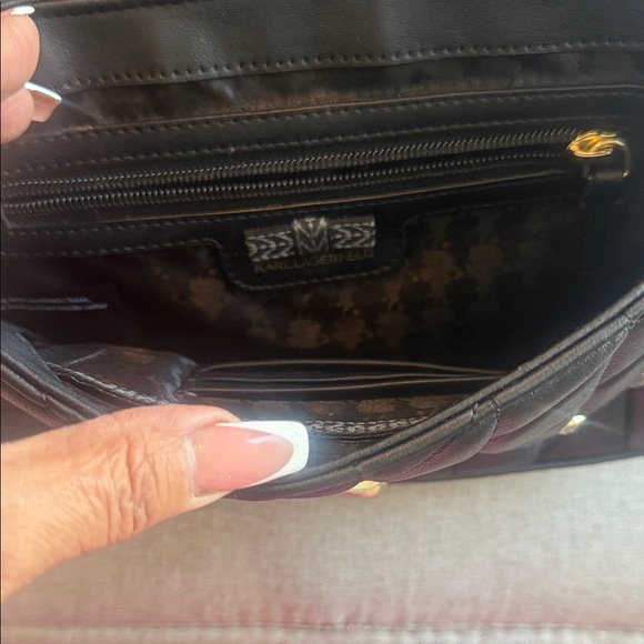 Karl Lagerfeld Black Studded Quilted Shoulder Bag - Picture 4 of 7